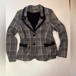Venus Houndstooth Plaid Button Jacket Blazer Soft Stretch Size Medium ~ NWOT